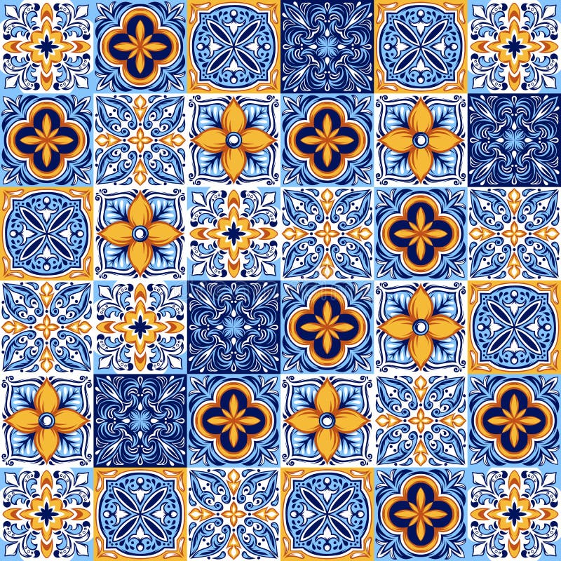 Italian ceramic tile pattern. Ethnic folk ornament. vector illustration