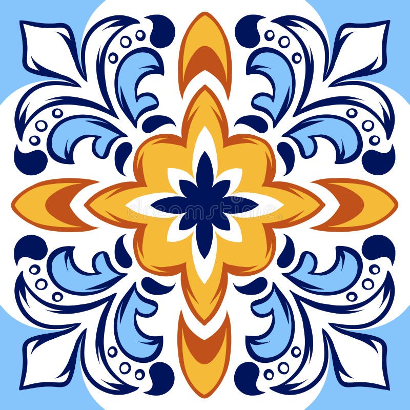 Italian ceramic tile pattern. Ethnic folk ornament. stock illustration Italian ceramic tile pattern. Ethnic folk ornament. stock illustration