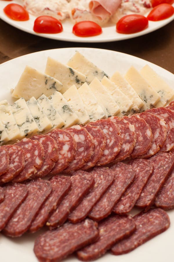 Salami and cheese plate stock photo. Image of table, eating 2879970
