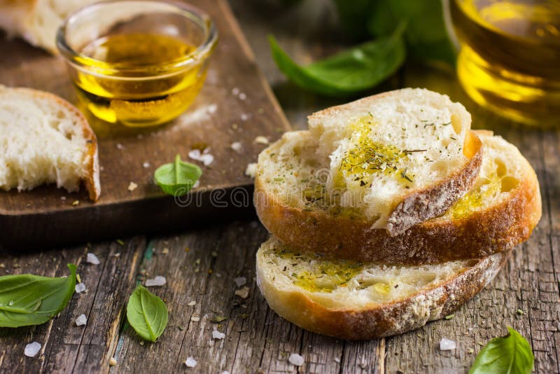Italian Ciabatta Bread with Olive Oil Stock Photo Image of kitchen