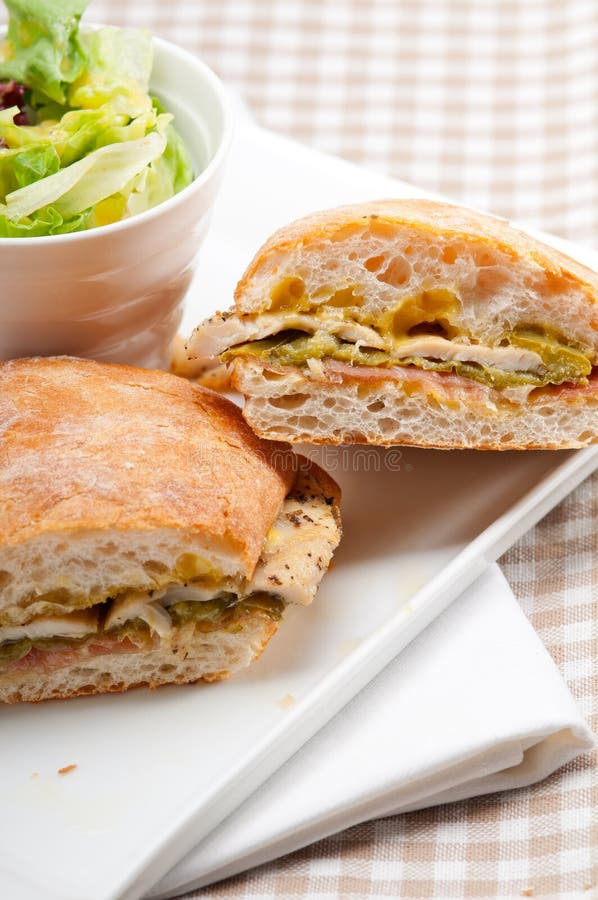 Italian Ciabatta Panini Sandwich Chicken Stock Image - Image of diet ...