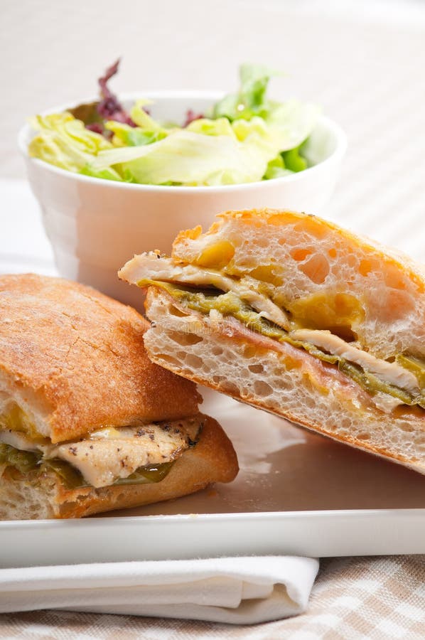 Italian Ciabatta Panini Sandwich Chicken Stock Image Image of