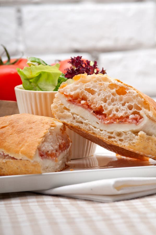 Ciabatta Panini Sandwich with Parma Ham and Tomato Stock Image Image