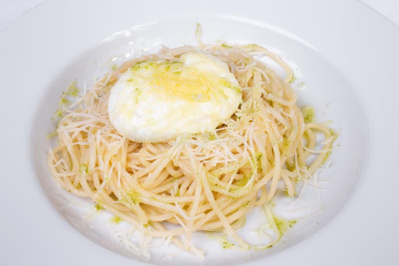 Italian Cuisine, Poached Eggs, Spaghetti, Pasta Stock Image Image of spaghetti, flower 64004741