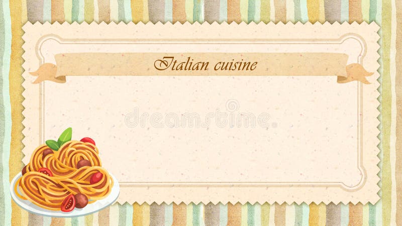 Thiết kế thẻ thực đơn Nhà hàng ẩm thực Ý trong phong cách cổ điển (Italian Cuisine Restaurant Menu Card Design in Vintage Style): Hãy thưởng thức đượm hương vị của ẩm thực Ý tại nhà hàng của chúng tôi bằng thiết kế thẻ thực đơn cổ điển! Thẻ thực đơn của chúng tôi được thiết kế tỉ mỉ và đậm chất cổ điển, mang đến cho bạn một trải nghiệm ẩm thực thật tuyệt vời từ mọi món ăn Ý truyền thống đến những món ăn độc đáo, tươi mới. Thực đơn của chúng tôi đem đến cho bạn một trải nghiệm khó quên. 