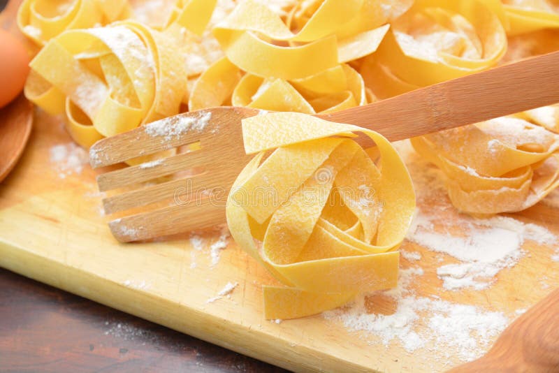 Italian Pasta Pappardelle with Eggs Stock Photo - Image of pasta ...