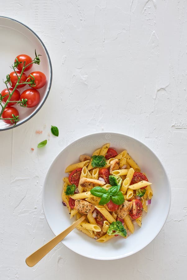 Italian food: Fusilli pasta salad with italian dressing stock photos Italian food: Fusilli pasta salad with italian dressing stock photos