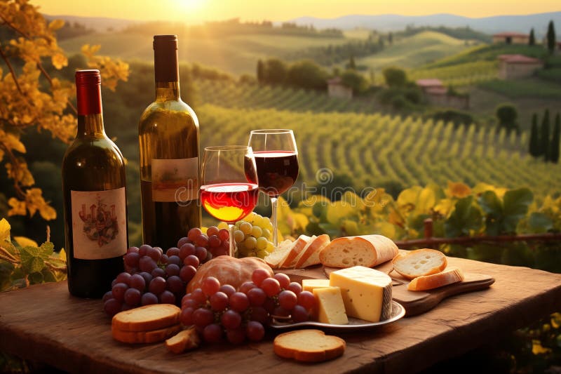 Italian food grapes and wine
