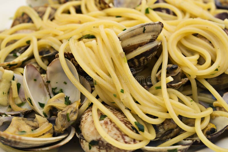 Italian Food. Spaghetti with Clams . Stock Image Image of natural