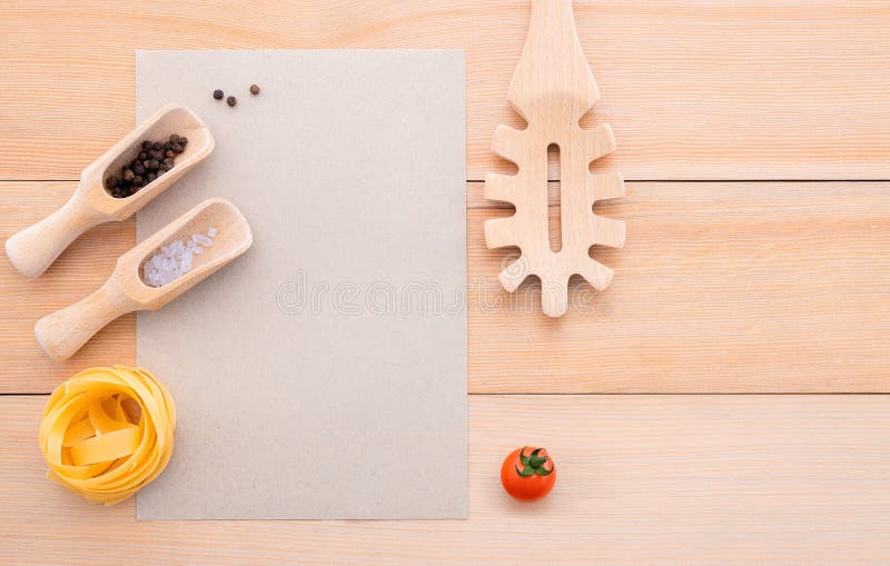 Italian Foods Concept and Menu Design . Blank Paper and Pasta Ladle on  Wooden  Background for Tasty Italian Dishes Stock Photo -  Image of bistro, cooking: 215787800