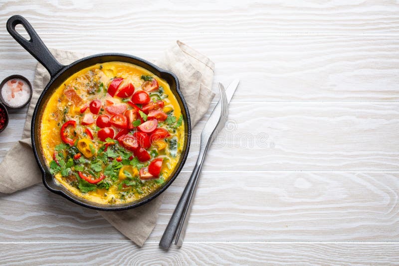 Italian frittata with eggs and vegetables royalty free stock photos