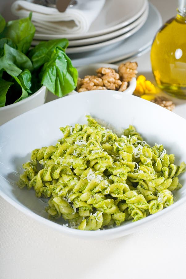 Italian Fusilli Pasta and Pesto Stock Image Image of extra, cooking