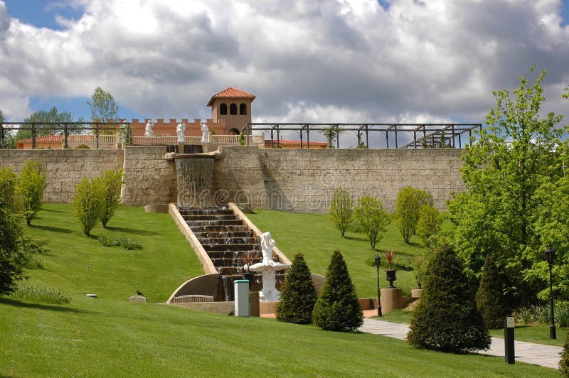 Pink Garden Wall stock image. Image of stucco, architecture 95709