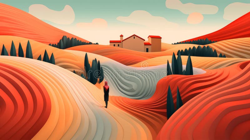 Italian Landscape-inspired Paper Cut-up Drawing In Emotive Color Fields