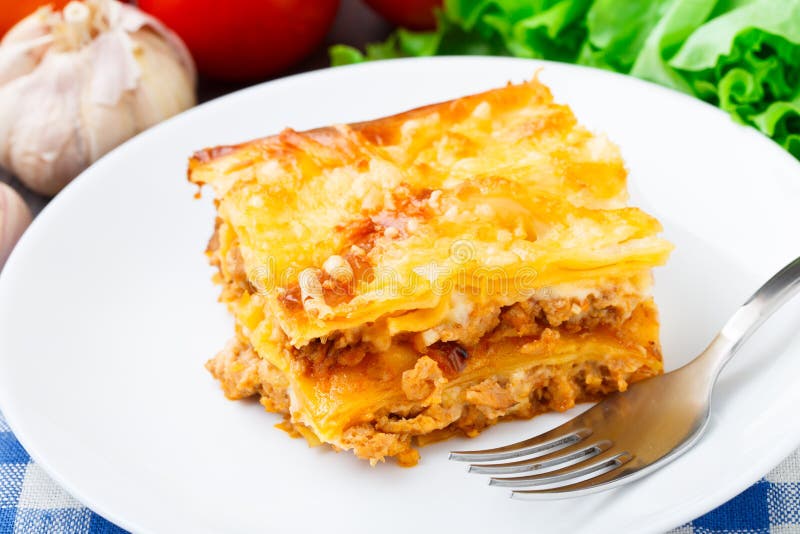 Italian lasagna on a plate stock image. Image of dinner 37064535