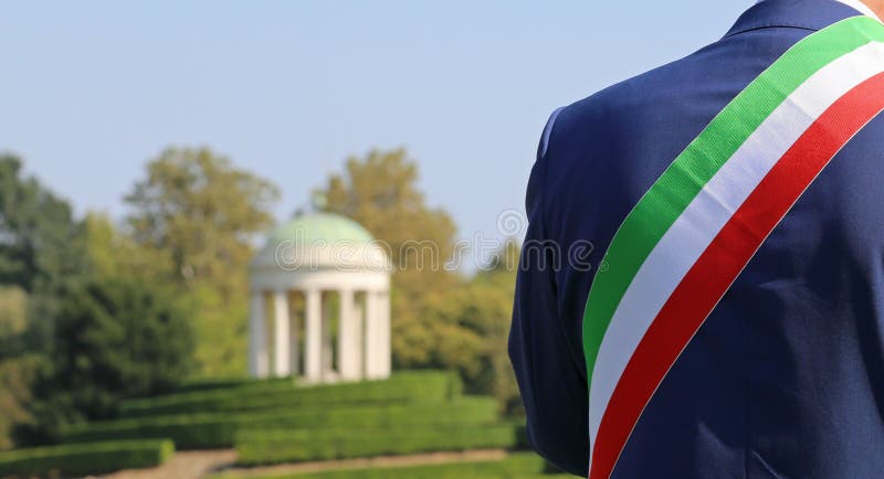 Italian mayor with the tricolor flag