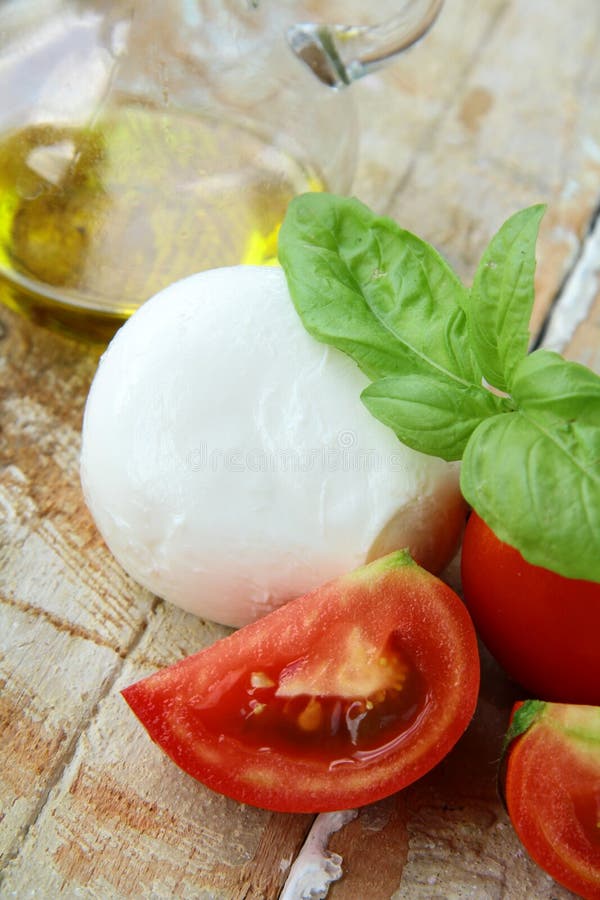 Italian Mozzarella Cheese Tomatoes Olive Oil Stock Photo Image of