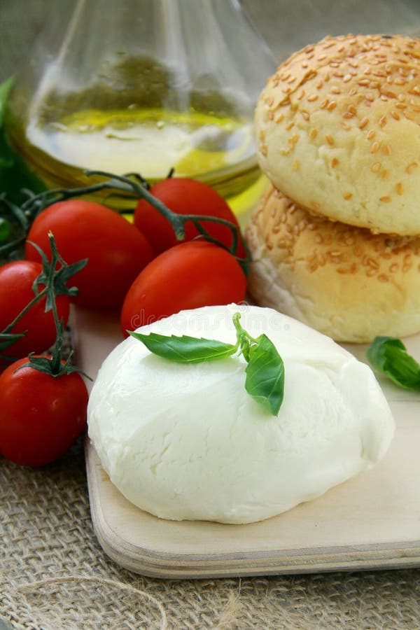 Italian Mozzarella Cheese Tomatoes Olive Oil Stock Photo Image of