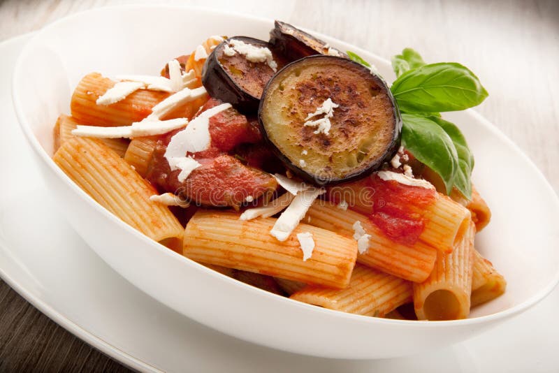 Italian pasta alla Norma stock image. Image of italian 99999265