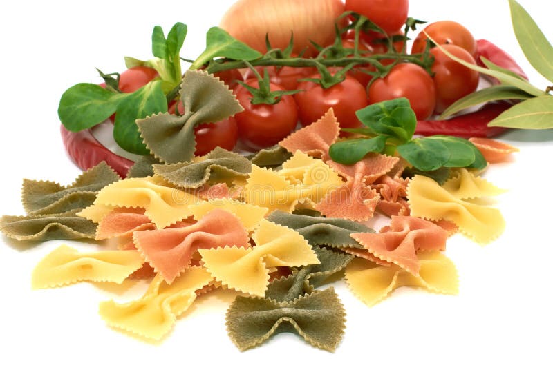 Italian pasta farfalle with vegetables