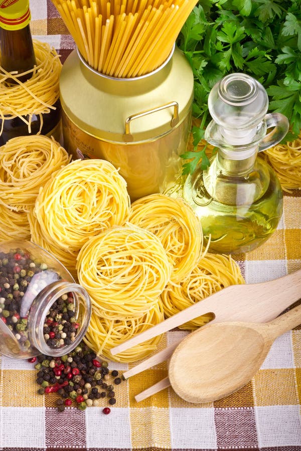Italian Pasta with Olive, Spices and Parsley Stock Image Image of