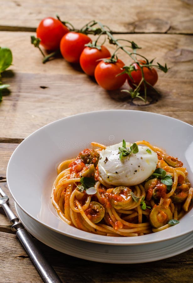 Italian Pasta with Poached Egg Stock Photo Image of cuisine, food