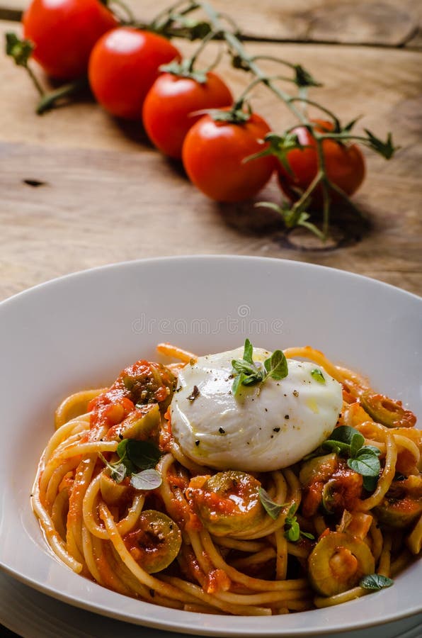 Italian Pasta with Poached Egg Stock Image Image of meal, green 70702939