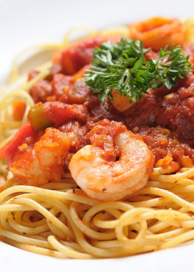 Italian Pasta Prawn Spaghetti Stock Photo Image of meal, food 6598156