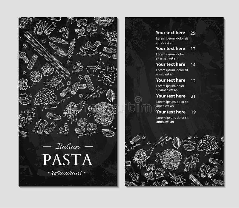 Italian Pasta Restaurant Vector Menu. Hand Drawn Engraved Banner Stock ...