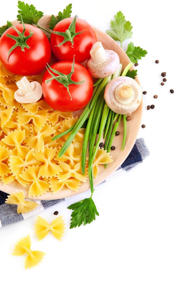 Italian pasta with tomato and champignons