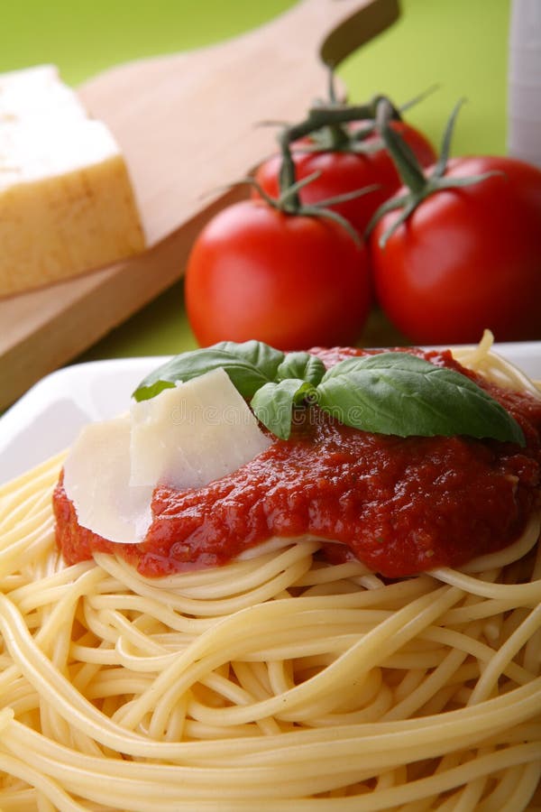 Italian pasta with tomato sauce and parmesan