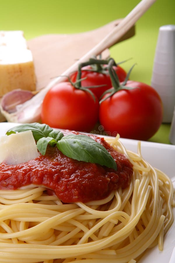 Italian Pasta with Tomato Sauce and Parmesan Stock Photo Image of