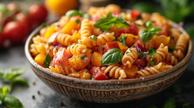 Italian Pasta Vegetable Mix Salad Stock Photo - Image of dish, dinner