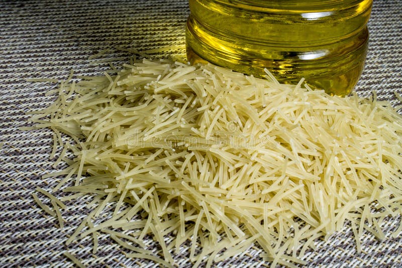 Italian Pasta Vermicelli with Bottle of Vegetable Oil Stock Image Image of nutrition, food