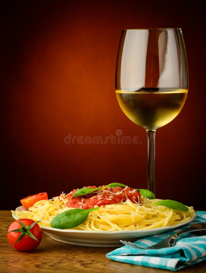 Italian Pasta And White Wine Stock Photo Image of food, wine 35898424