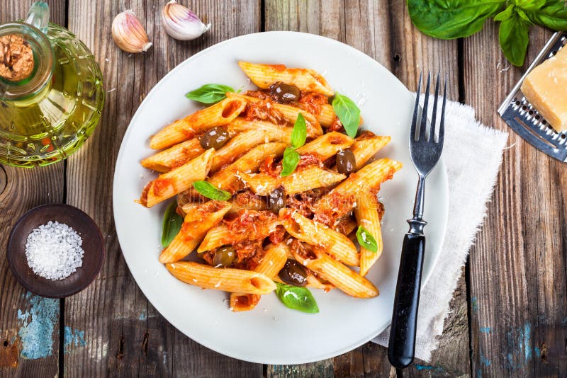 Italian penne pasta stock image. Image of food, close - 64880931