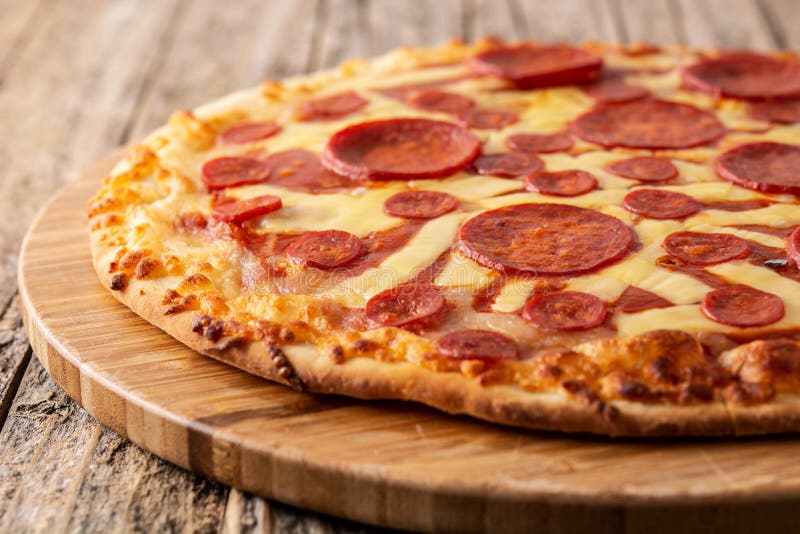 Italian pepperoni pizza stock image. Image of cheese 195280403