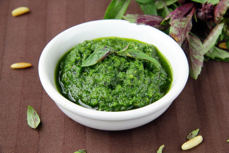 Italian pesto sauce stock image. Image of life, isolated 16399907