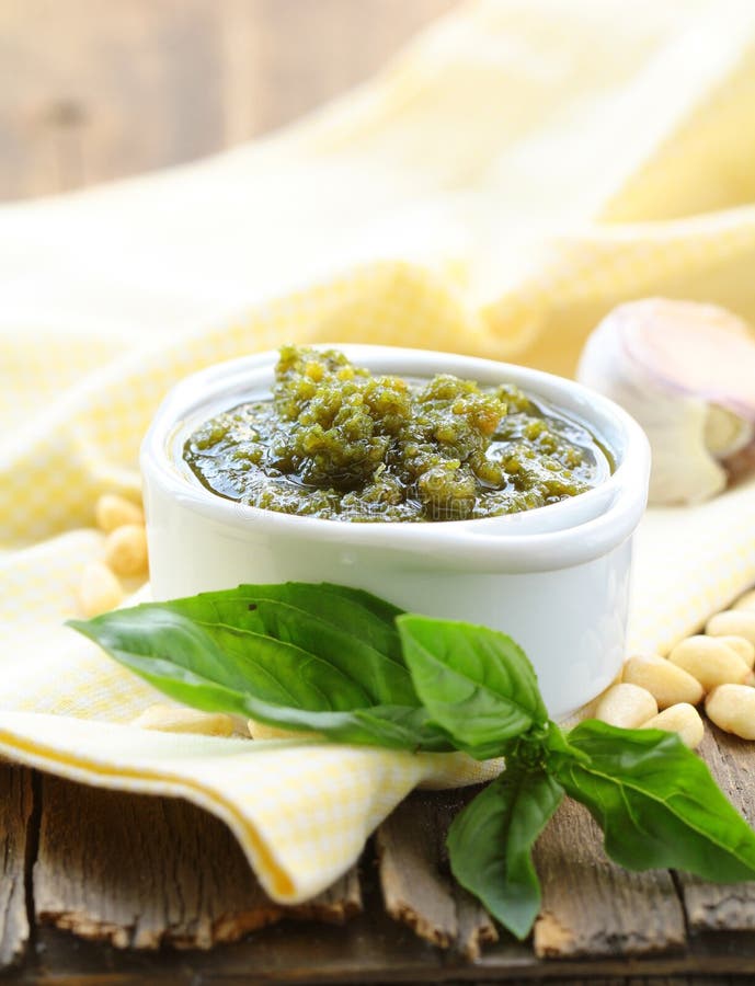 Italian Pesto Sauce with Pine Nuts Stock Image - Image of parmesan ...