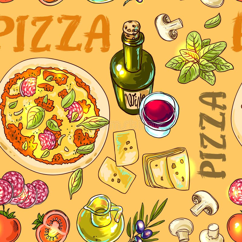 Italian Pizza Recipe Stock Vector Illustration Of Menu 65658729