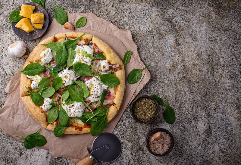 Italian Pizza with Soft Cheese Mozzarella Stock Image Image of cheesy