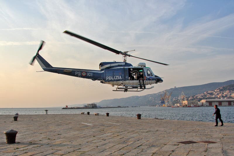 Italian Police Helicopter in Flight Editorial Stock Image - Image of ...