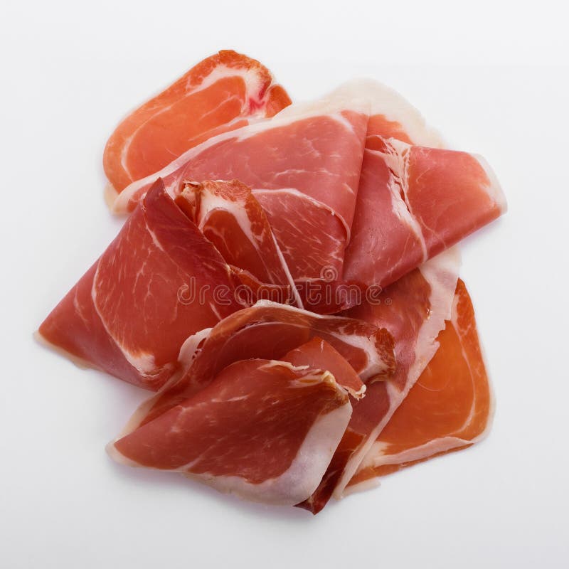 Italian Prosciutto Crudo or Spanish Jamon on a White Background Stock Photo Image of snack