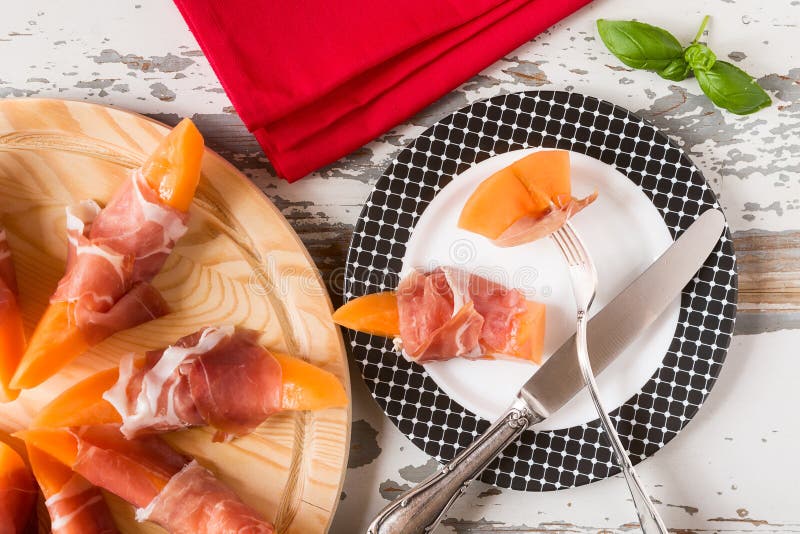 Italian Prosciutto and Melon on a Plate Stock Image Image of melon