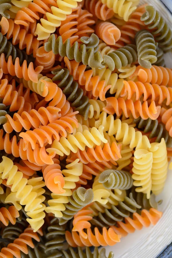 Italian raw fusilli pasta stock image. Image of mess 60732559