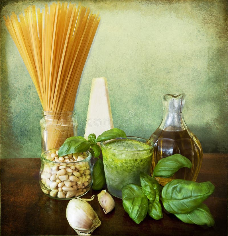 Italian Recipe Noodles with Pesto Stock Image Image of meal, plate