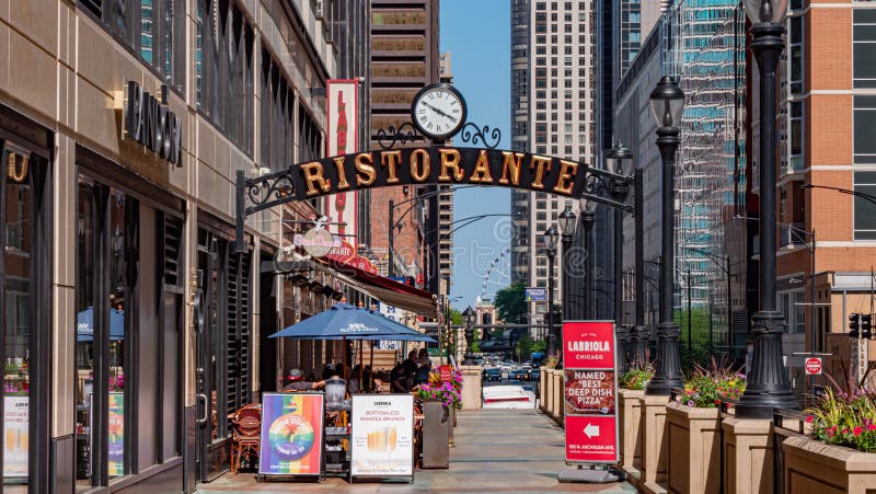 Italian Restaurant in Chicago - CHICAGO, USA - JUNE 11, 2019 Editorial ...