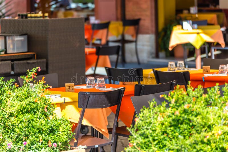 Italian restaurant stock photo. Image of tables, colorful 131941330