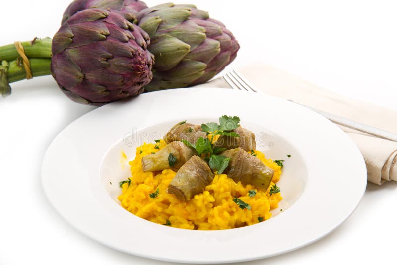 Italian risotto with saffron and artichokes. Italian risotto with saffron and artichokes