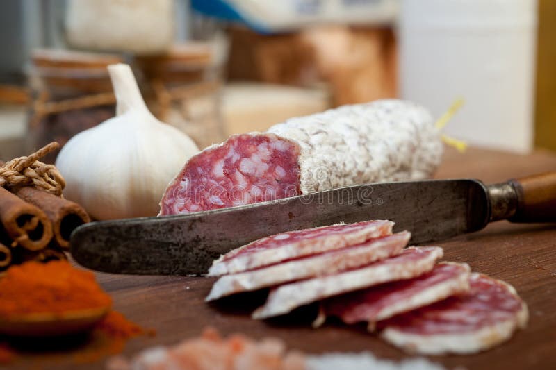 Italian Salame Cured Sausage Stock Image Image of sausage, smoked